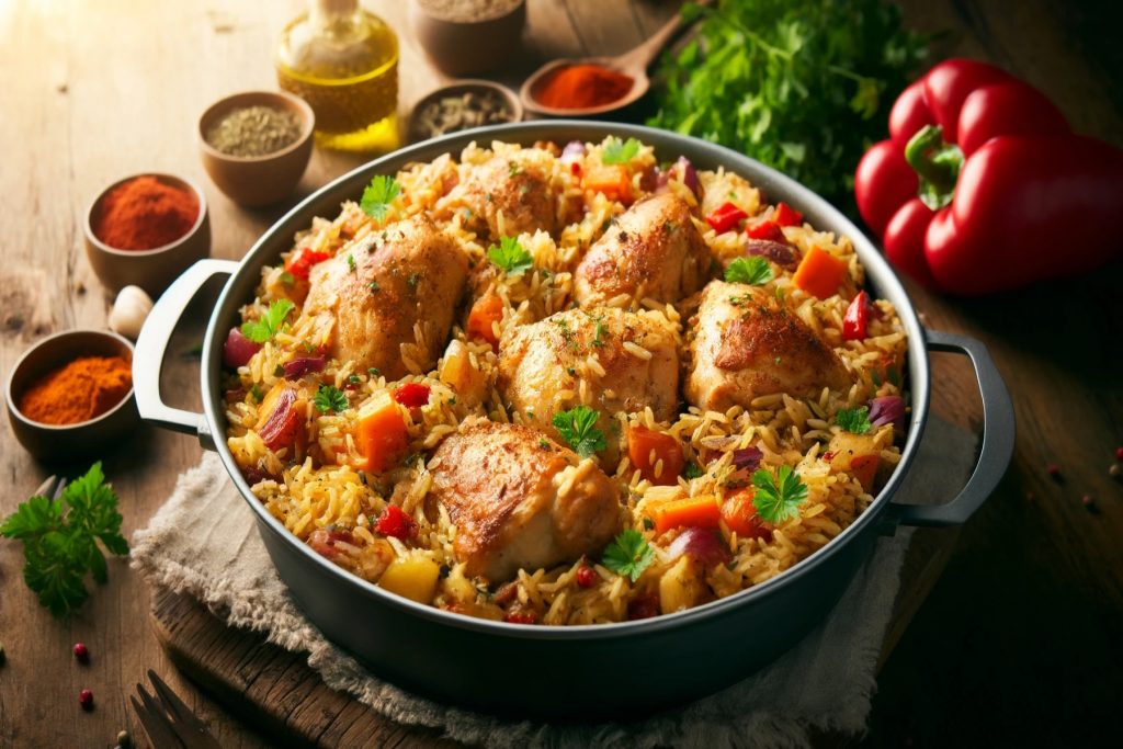 Νόστιμη και εύκολη συνταγή με κοτόπουλο και ρύζι με ένα σκεύος