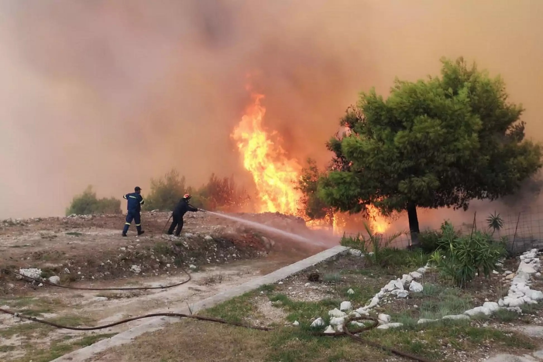Ζάκυνθος: Με πύρινο μέτωπο στο χωριό Κοιλιωμένος